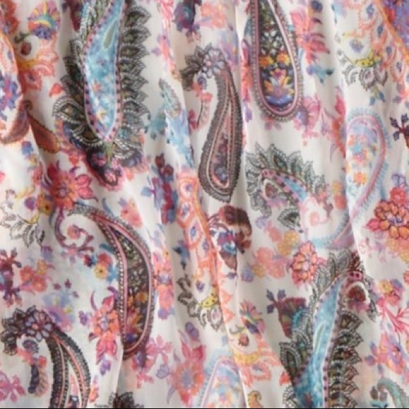 New American Eagle Ruffle Patterned Kimono XS/S Boho - Picture 4 of 7